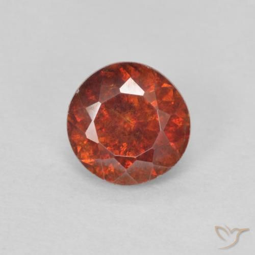 0,85 ct runder Sphalerit aus dem Kongo , Größe: 5,5mm, Reinheit: SI, Garantiert echter Edelstein, 1 Stück Sphalerit in Rötlich-orange Farbe, Mohs-Härte von 3,5 - 4, Photo A