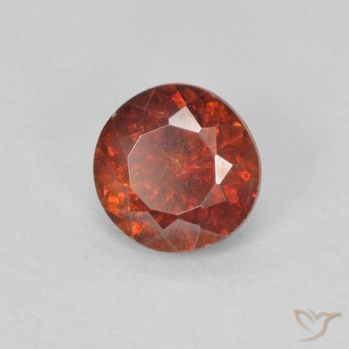 0.85 ct Orange Sphalerite Stone, Natural Sphalerite in Round Facet Shape for Sale