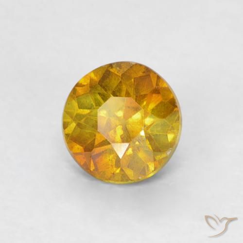 0.49 ct Orange Sphalerite Stone, Natural Sphalerite in Round Facet Shape for Sale