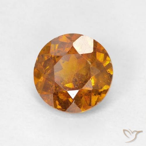 1.00 ct Orange Sphalerite Stone, Natural Sphalerite in Round Facet Shape for Sale