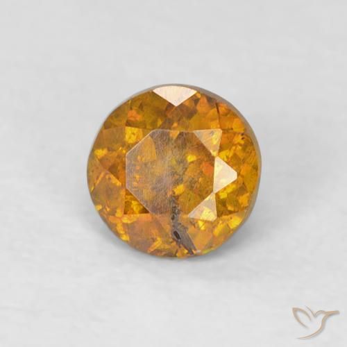 0.56 ct Orange Sphalerite Stone, Natural Sphalerite in Round Facet Shape for Sale