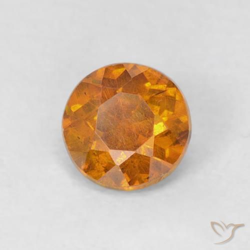 0.53 ct Orange Sphalerite Stone, Natural Sphalerite in Round Facet Shape for Sale