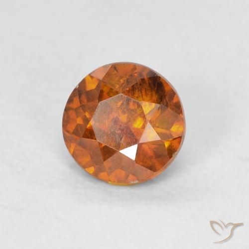 0.56 ct Orange Sphalerite Stone, Natural Sphalerite in Round Facet Shape for Sale