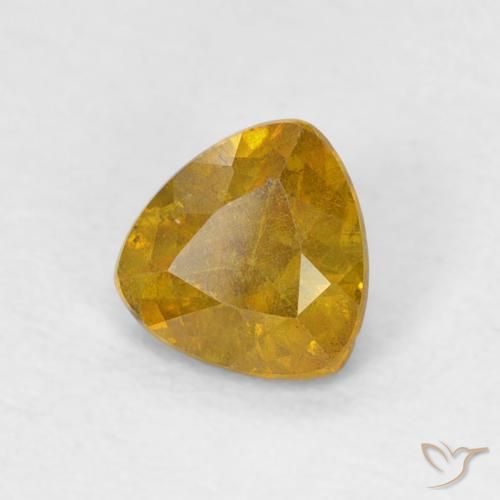 0.53 ct Golden Sphalerite Stone, Natural Sphalerite in Trillion Facet Shape for Sale