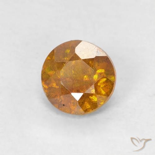 0,38 ct oranger Sphalerit, 4,2 mm Rundschliff aus Spanien, Photo A
