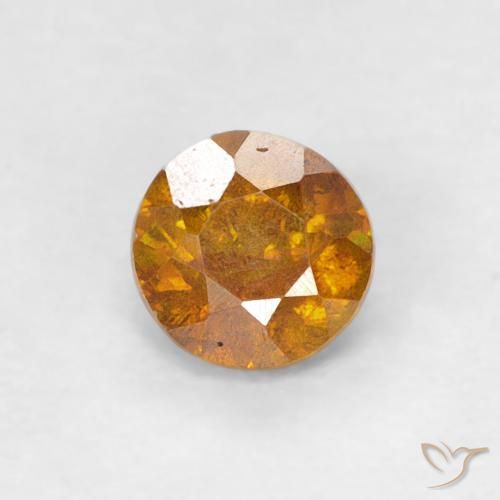 0.38 ct Orange Sphalerite Stone, Natural Sphalerite in Round Facet Shape for Sale