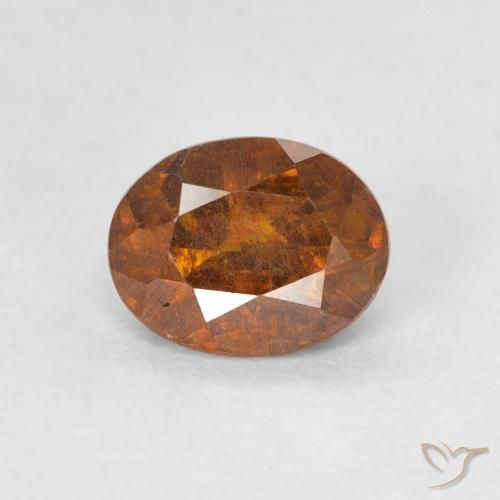 0,92 ct orangefarbener Sphalerit, 6,3 x 5 mm ovaler Schliff aus Spanien, Photo A