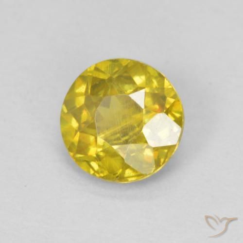0.62 ct Yellow Sphalerite Stone, Natural Sphalerite in Round Facet Shape for Sale