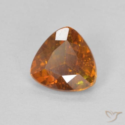 0.86 ct Orange Sphalerite Stone, Natural Sphalerite in Trillion Facet Shape for Sale