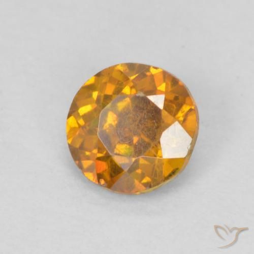 0.36 ct Orange Sphalerite Stone, Natural Sphalerite in Round Facet Shape for Sale