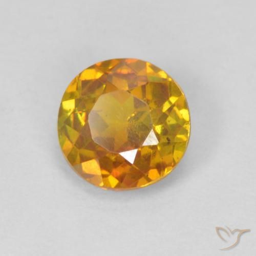 0.69 ct Orange Sphalerite Stone, Natural Sphalerite in Round Facet Shape for Sale
