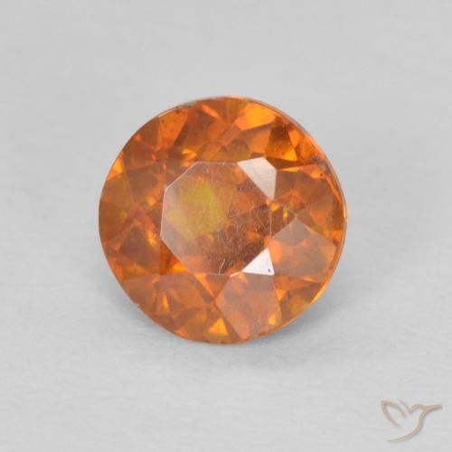 0.79 ct Orange Sphalerite Stone, Natural Sphalerite in Round Facet Shape for Sale