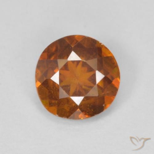 0.92ct Natural Reddish Orange Sphalerite, Round, SI-I1