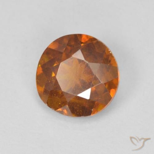 0.92 ct Orange Sphalerite Stone, Natural Sphalerite in Round Facet Shape for Sale
