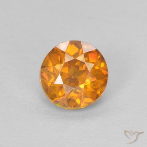 0.57 ct Orange Sphalerite, 4.7 mm Round Cut From Spain, Photo A