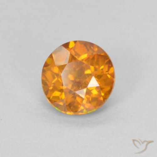 0.57 ct Orange Sphalerite Stone, Natural Sphalerite in Round Facet Shape for Sale