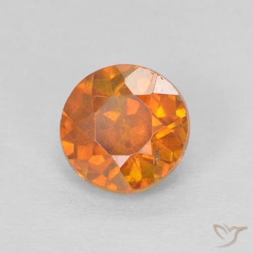 0.81 ct Orange Sphalerite Stone, Natural Sphalerite in Round Facet Shape for Sale