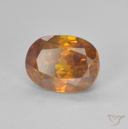 2.08 ct Orange Sphalerite Stone, Natural Sphalerite in Oval Facet Shape for Sale