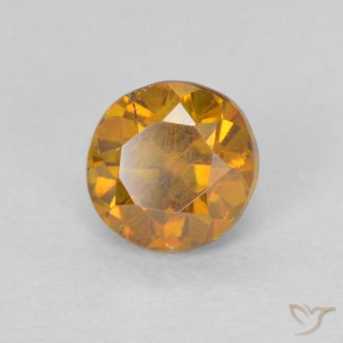 0.46 ct Orange Sphalerite Stone, Natural Sphalerite in Round Facet Shape for Sale