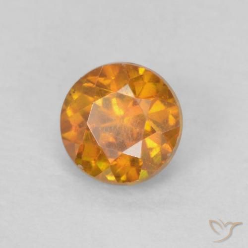 0.38 ct Orange Sphalerite Stone, Natural Sphalerite in Round Facet Shape for Sale