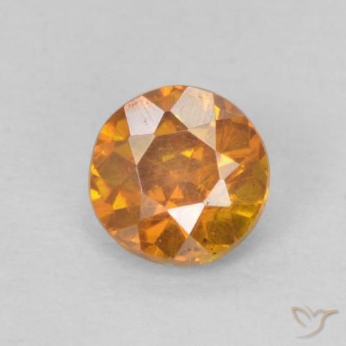 0,42 ct oranger Sphalerit, 4,2 mm Rundschliff aus Spanien, Photo A