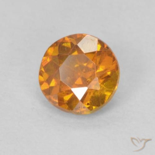 0.42 ct Orange Sphalerite Stone, Natural Sphalerite in Round Facet Shape for Sale