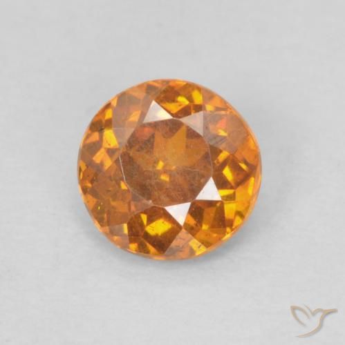 4,3mm runder oranger Sphalerit aus Spaniem, Gewicht 0,38 ct, 1 Stück Sphalerit - Farbe: Mittelorange, natürlicher Edelstein in SI-I1 Reinheit, Mohs-Härte von 3,5 - 4, Photo A