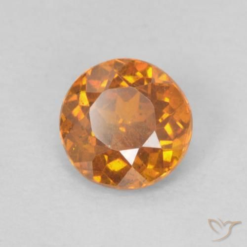 0.38 ct Orange Sphalerite Stone, Natural Sphalerite in Round Facet Shape for Sale