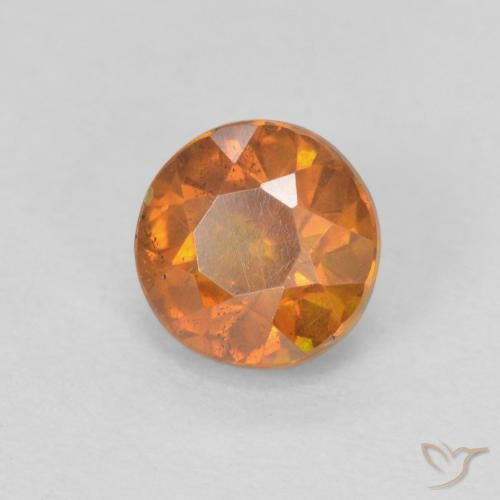 0.94 ct Orange Sphalerite Stone, Natural Sphalerite in Round Facet Shape for Sale