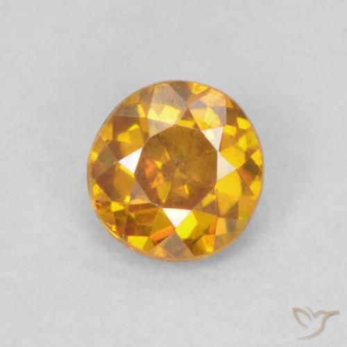 0,2 ct gelber Sphalerit, 3,4 mm Rundschliff aus Spanien, Photo A