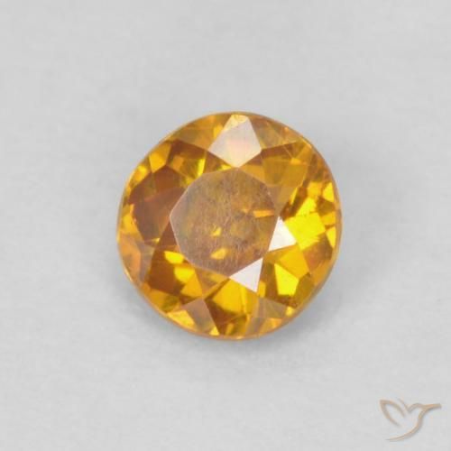 0.20 ct Orange Sphalerite Stone, Natural Sphalerite in Round Facet Shape for Sale