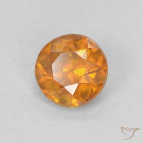 0.22 ct Orange Sphalerite Stone, Natural Sphalerite in Round Facet Shape for Sale