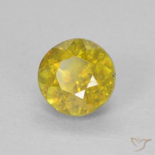 0.55 ct Yellow Sphalerite Stone, Natural Sphalerite in Round Facet Shape for Sale