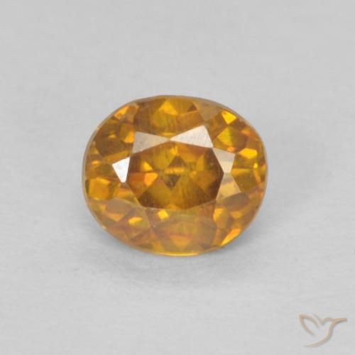 4,5 x 3,8mm ovaler oranger Sphalerit aus Spaniem, Gewicht 0,42 ct, 1 Stück Sphalerit - Farbe: Honig-orange, natürlicher Edelstein in VS-SI Reinheit, Mohs-Härte von 3,5 - 4, Photo A