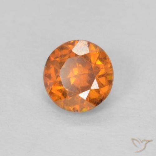 0.32 ct Orange Sphalerite Stone, Natural Sphalerite in Round Facet Shape for Sale
