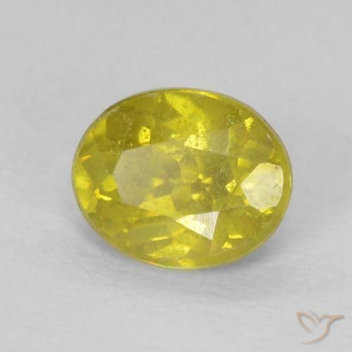 0.59 ct Yellow Sphalerite Stone, Natural Sphalerite in Oval Facet Shape for Sale