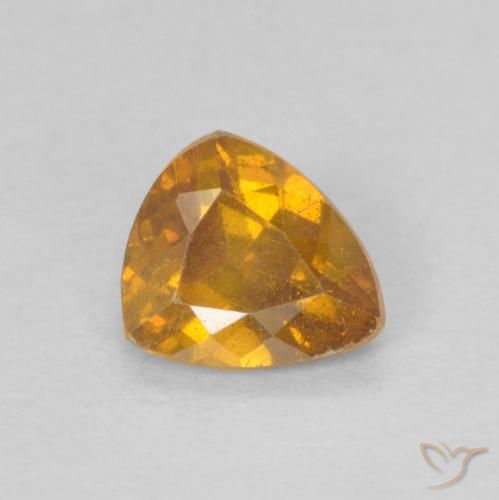 Sfalerite 4,5 x 3,9mm dorato Sfaccettatura trilliant dalla Spagna, peso di 0,32 ct, gemma naturale non trattati in purezza VS-SI, 1 pezzo Sfalerite - Colore: Arancio-Oro, durezza Mohs di 3,5 - 4, Photo A