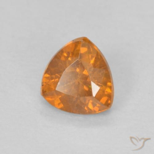 0.38 ct Orange Sphalerite Stone, Natural Sphalerite in Trillion Facet Shape for Sale