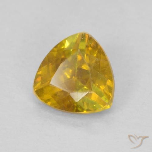 0.45 ct Golden Sphalerite Stone, Natural Sphalerite in Trillion Facet Shape for Sale