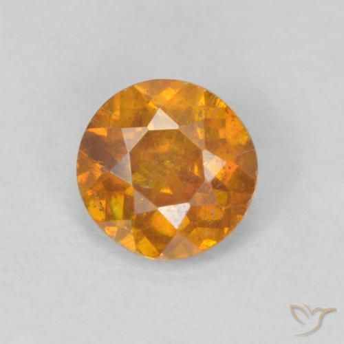0,48 ct oranger Sphalerit, 4,7 mm Rundschliff aus Spanien, Photo A