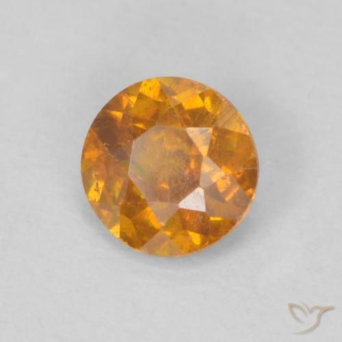 0.48 ct Orange Sphalerite Stone, Natural Sphalerite in Round Facet Shape for Sale