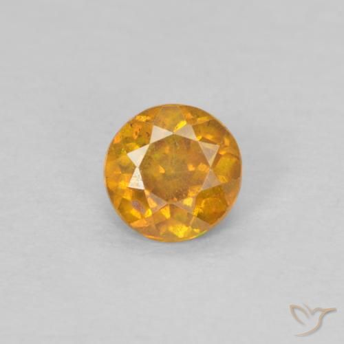 0.24ct Natural Honey Orange Sphalerite, Round, SI-I1