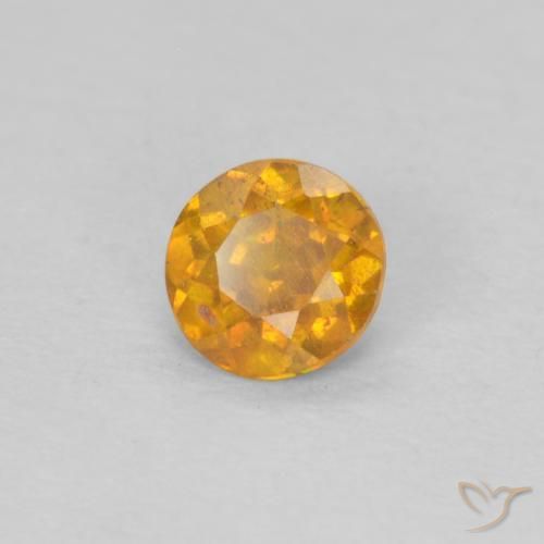 0.24 ct Orange Sphalerite Stone, Natural Sphalerite in Round Facet Shape for Sale