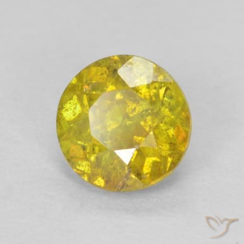 0.77 ct Yellow Sphalerite Stone, Natural Sphalerite in Round Facet Shape for Sale