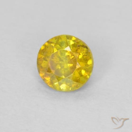 0.33 ct Yellow Sphalerite Stone, Natural Sphalerite in Round Facet Shape for Sale