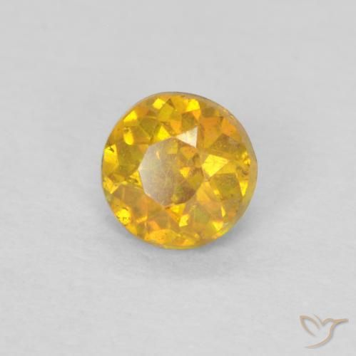 0.36 ct Golden Sphalerite Stone, Natural Sphalerite in Round Facet Shape for Sale