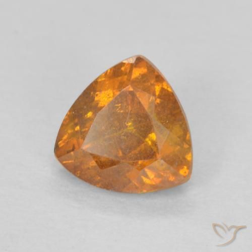 0.66 ct Orange Sphalerite Stone, Natural Sphalerite in Trillion Facet Shape for Sale