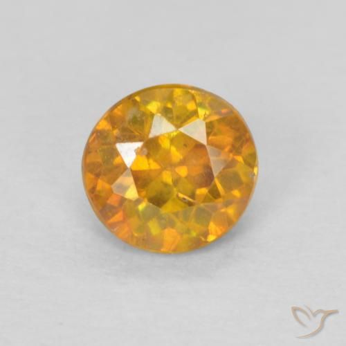 0,51 ct oranger Sphalerit, 4,6 mm Rundschliff aus Spanien, Photo A