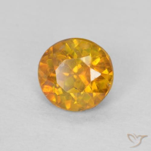 0.51 ct Orange Sphalerite Stone, Natural Sphalerite in Round Facet Shape for Sale