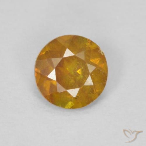 0.45ct Natural Honey Orange Sphalerite, Round, SI-I1